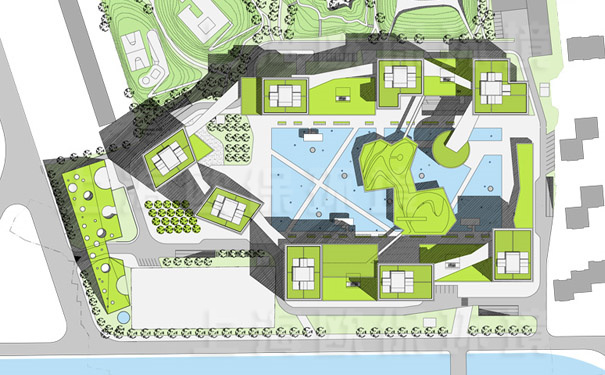北京当代万国城MOMA规划图,大面积采用景观水 北京当代万国城MOMA规划图,大面积采用景观水