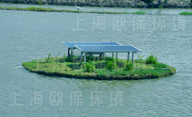 浮田型漂浮湿地与太阳能微泡曝气机组成太阳能微泡曝气漂浮净水平台 浮田型漂浮湿地与太阳能微泡曝气机组成太阳能微泡曝气漂浮净水平台